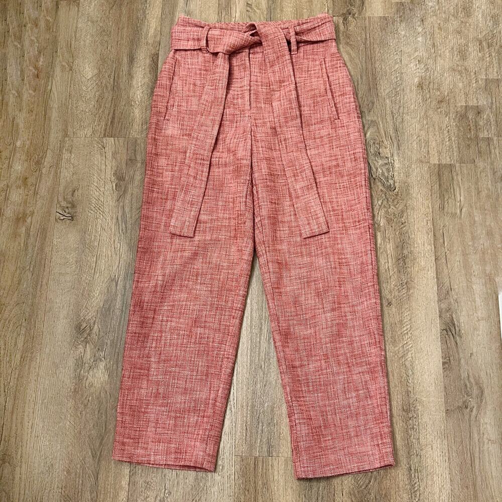 Wilfred Women's Pink Tie Front‎ Cotton Belted Trousers Pants Size 0